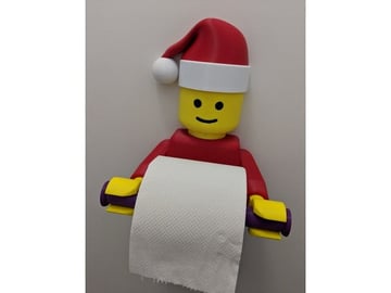 Obraz świątecznych wydruków 3D (ozdoby i dekoracje świąteczne z nadrukiem 3D): Czapka Mikołaja na uchwyt na papier toaletowy Lego Man