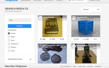 Obraz najlepszych witryn i archiwów 3D dla bezpłatnych modeli 3D: Thingiverse