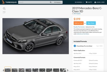 Model 3D Mercedes-Benz klasy C 2019.
