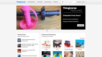 Thingiverse, witryna internetowa zawierająca tysiące bezpłatnych modeli 3D.