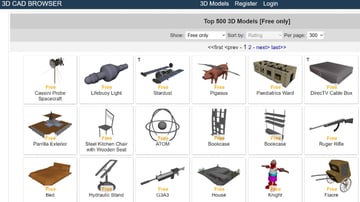Obraz najlepszych witryn i archiwów 3D dla bezpłatnych modeli 3D: przeglądarka 3D CAD