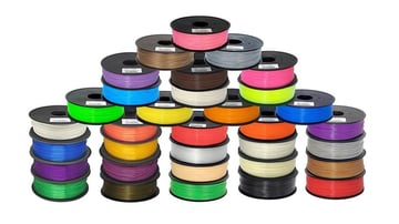 PLA filament spools come in many different colors