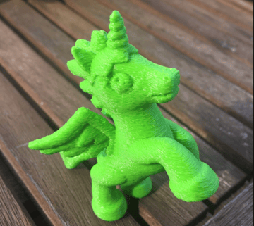 This unicorn was printed in one of Cura's special modes: fuzzy skin