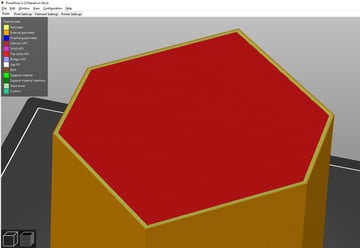 The orange area shows the shells and the red area is the infill