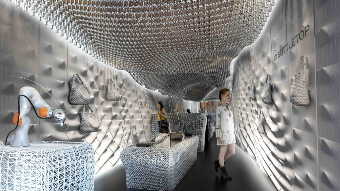 Featured image of London’s “Bottletop” Store Recycles 60.000 Bottles for 3D Printed Interior