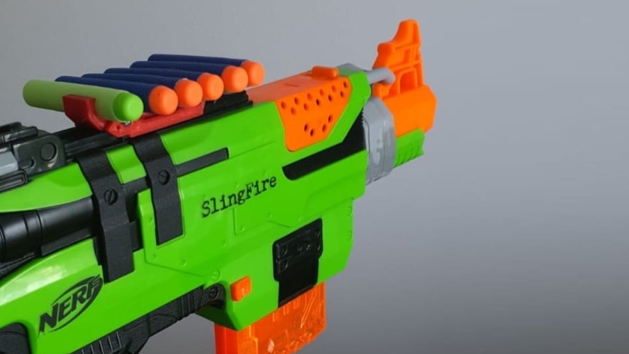 3D Printed Nerf Gun Twist-On barrel Extension Bronze Silk PLA 