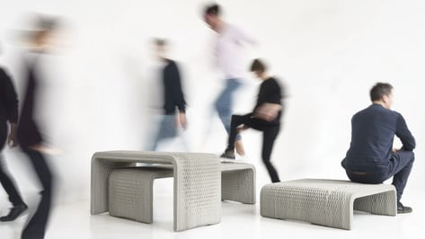 Featured image of 3D Printed Concrete Benches in Adorable Woven Pattern