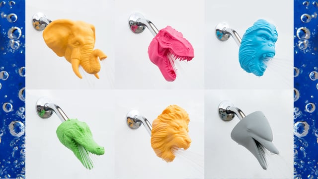 Featured image of Shower with a 3D Printed Dolphin, Dinosaur or Dragon Head from Zooheads