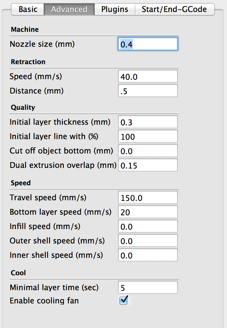 Cura: Advanced Settings