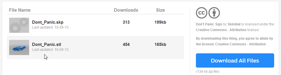 Downloads on the popular Thingiverse 3D model library are usually available in STL file format
