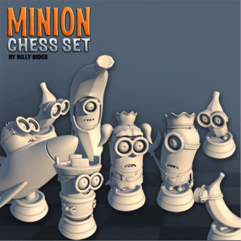 3D printed Minions chess set