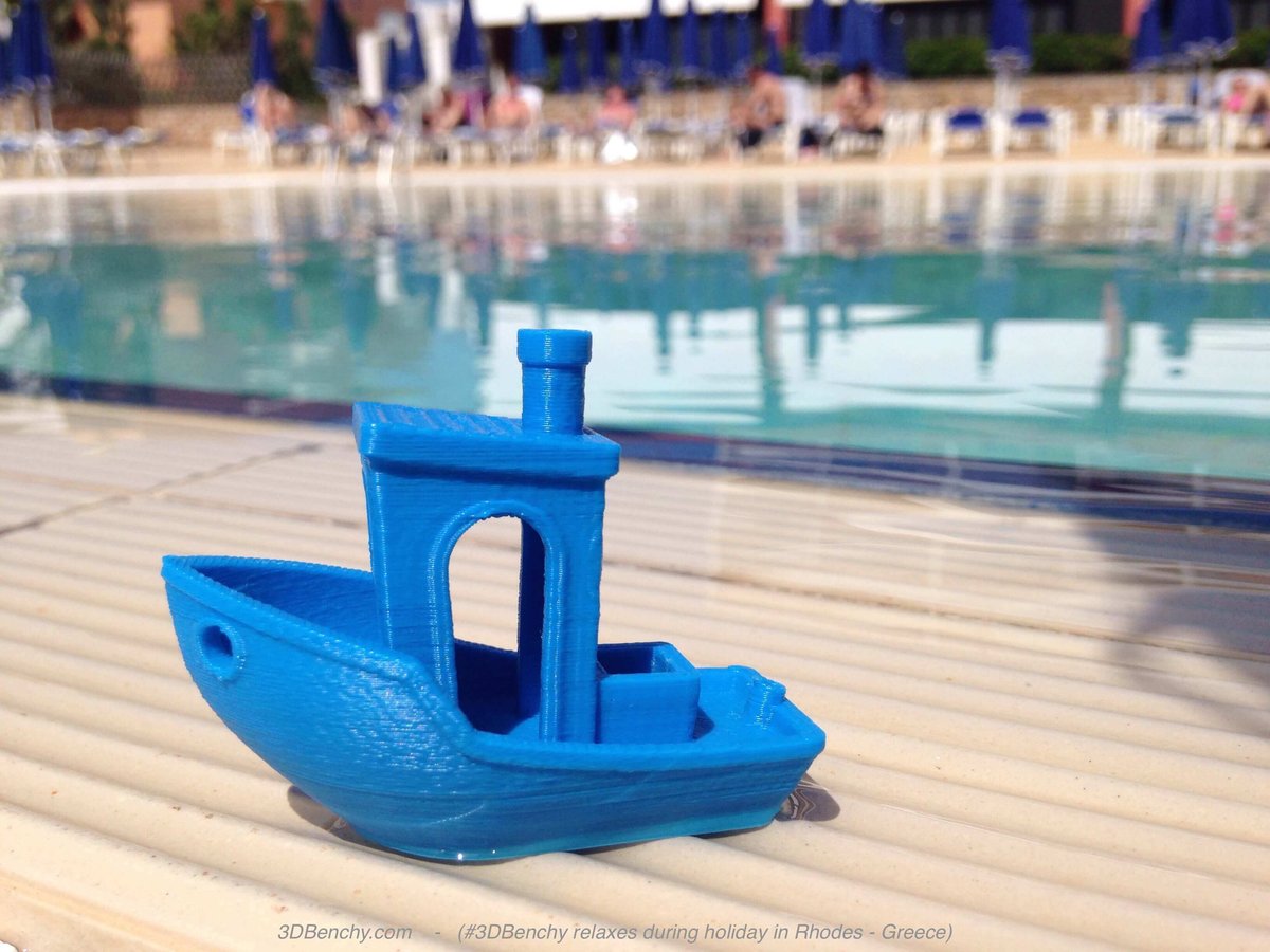 3DBenchy relaxes during holiday in Rhodes, Greece