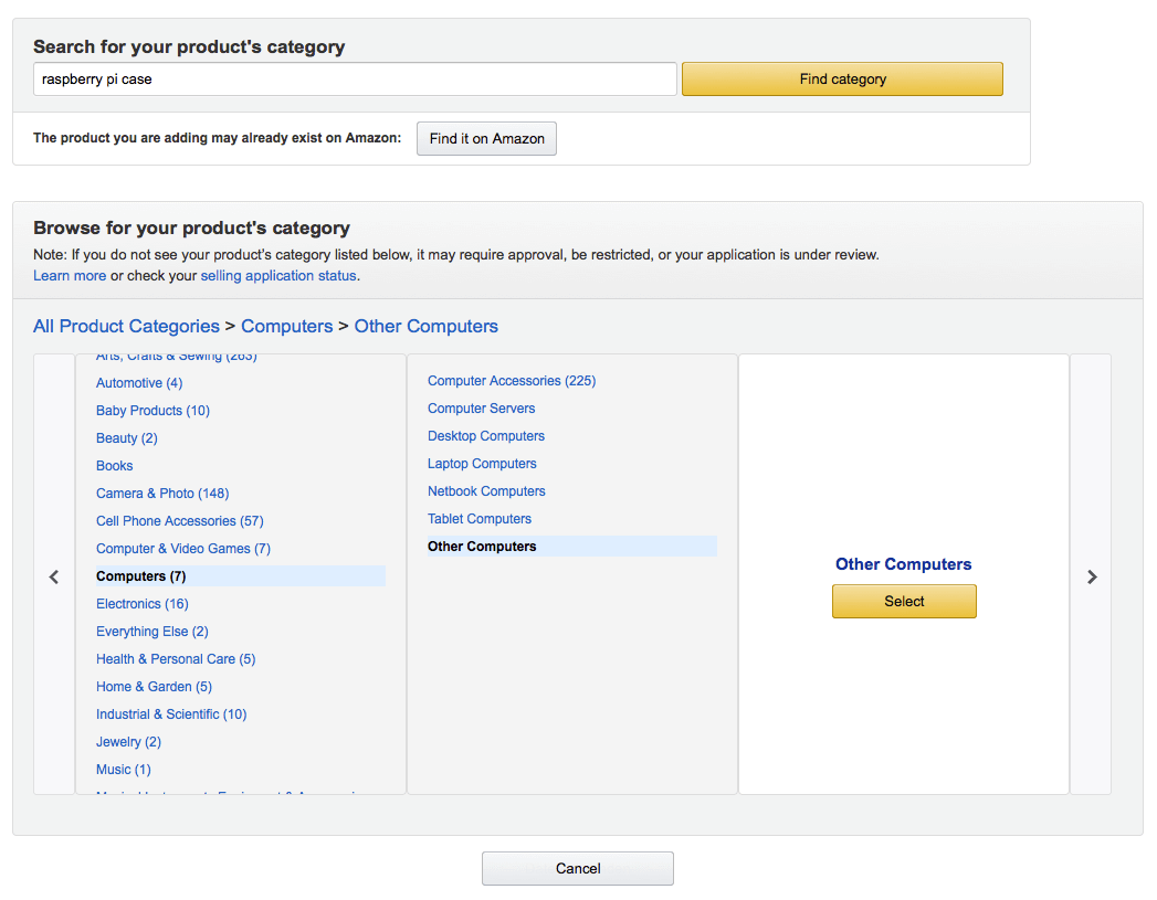 Select the category your customers are most likely to search in