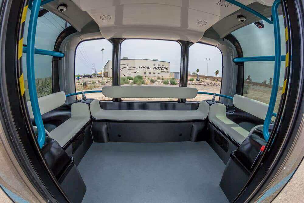 3D Printed Autonomous Bus, Olli's Modern Interior (Image: Local Motors)