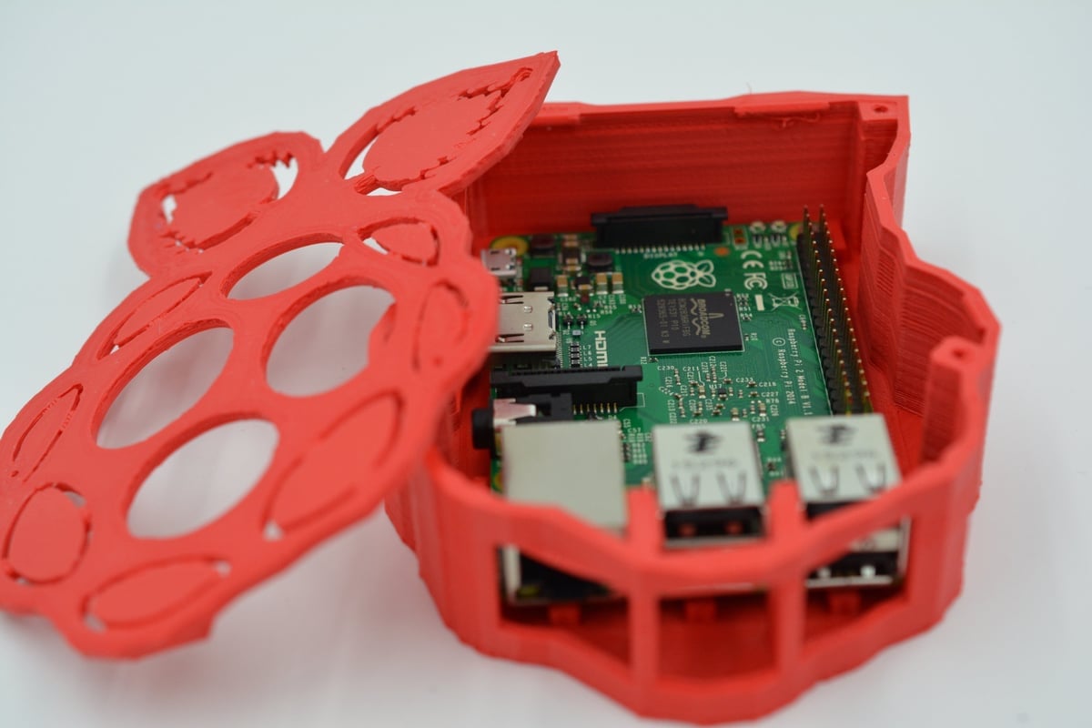 Imagen de Carcasa Raspberry Pi 3 personalizada para imprimir en 3D: Carcasa en forma de frambuesa