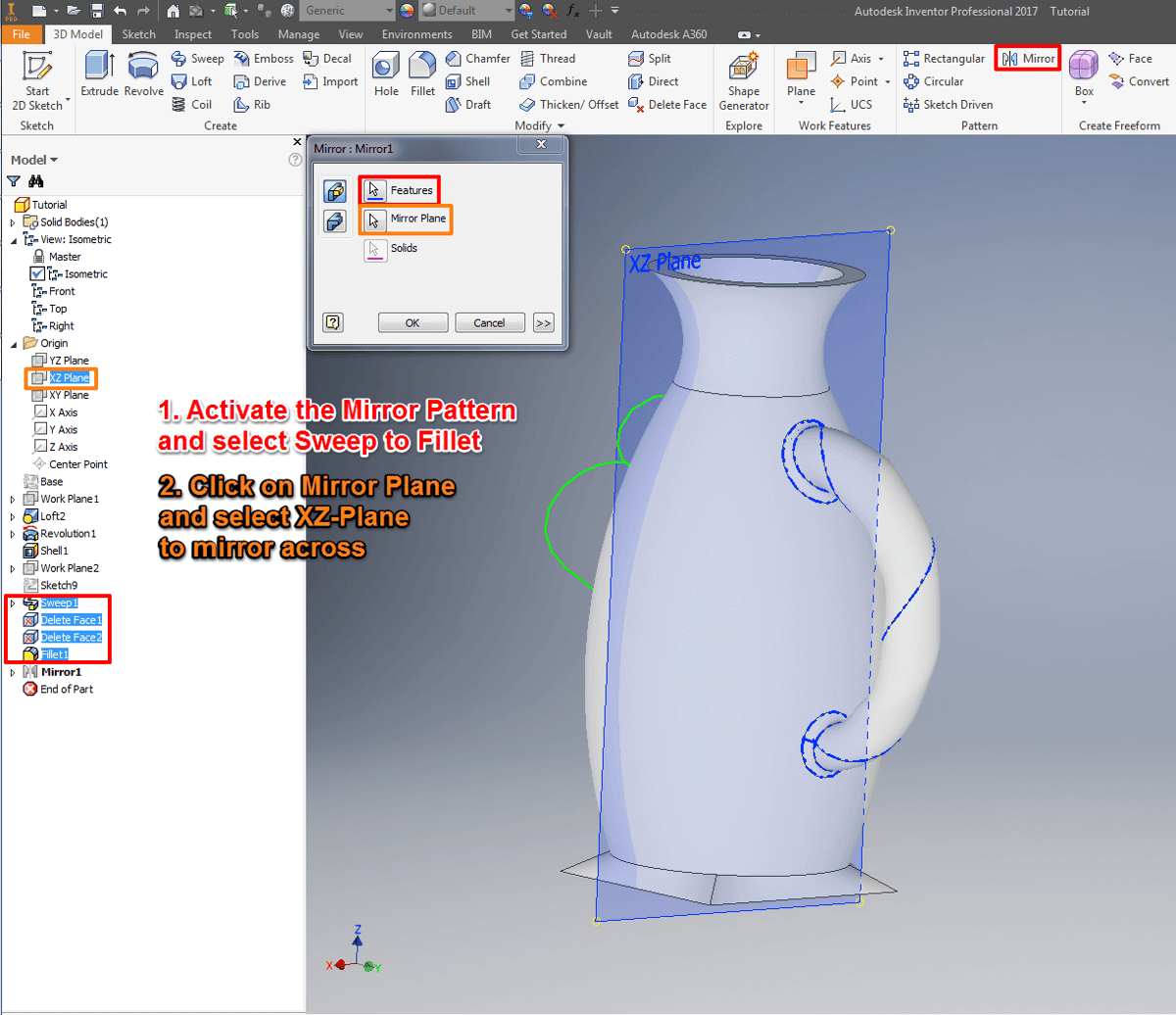 Autodesk Inventor Tutorial: Mirrow Objects