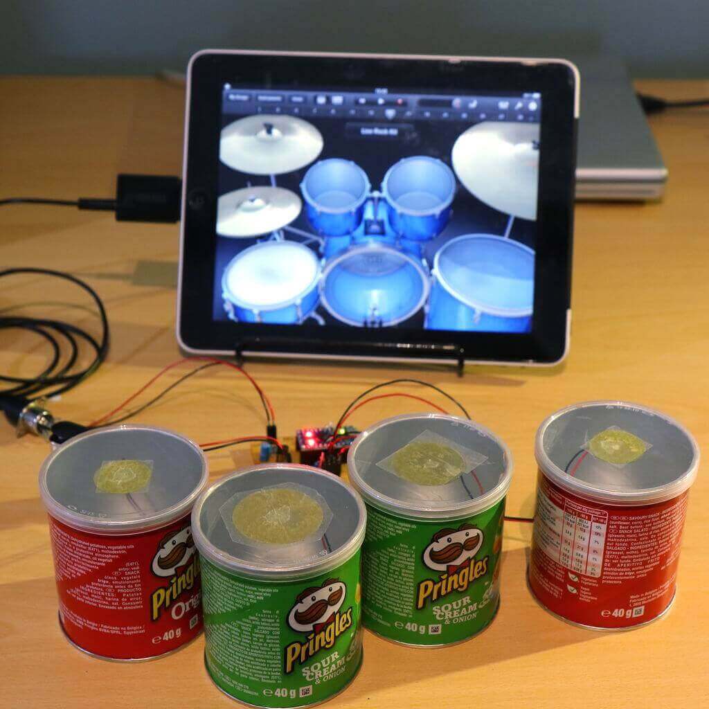Image of Homemade Instruments to DIY or 3D Print: Pringle Can MIDI Drums
