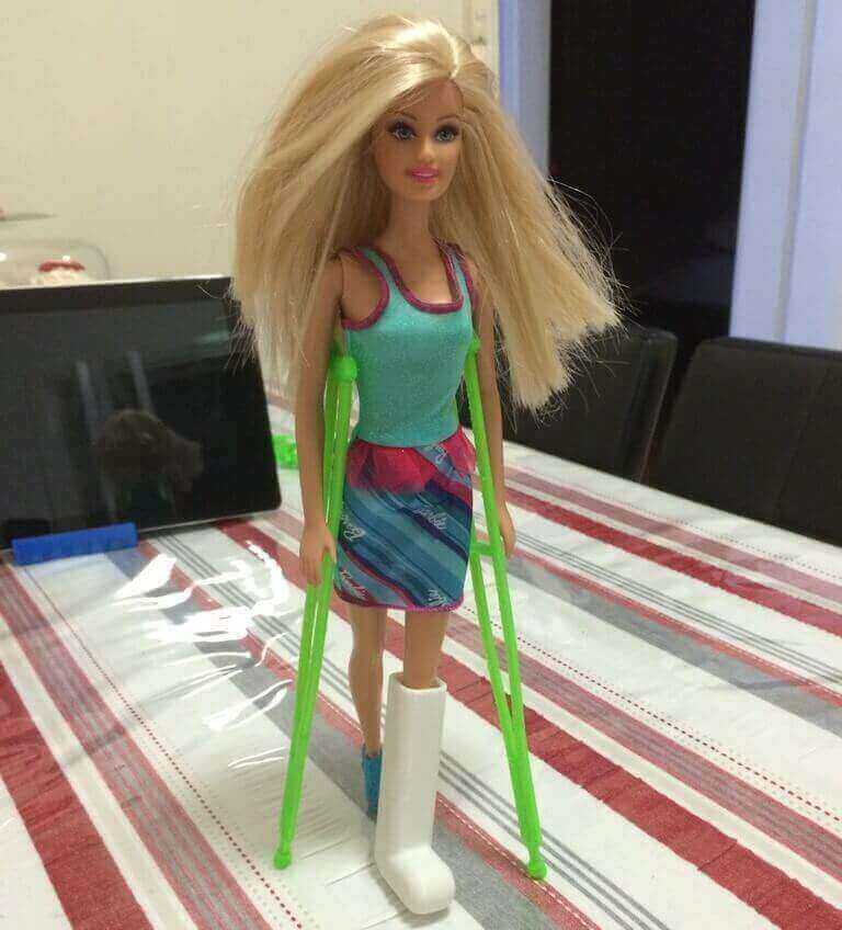 Image of DIY Barbie Accessories: Crutches and Plaster Cast