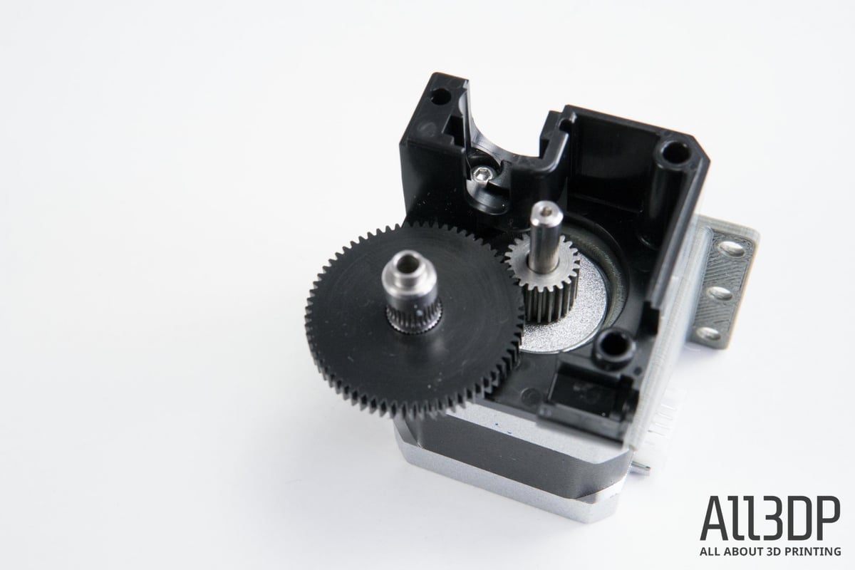 3D printer extruder cutaway view of gearing