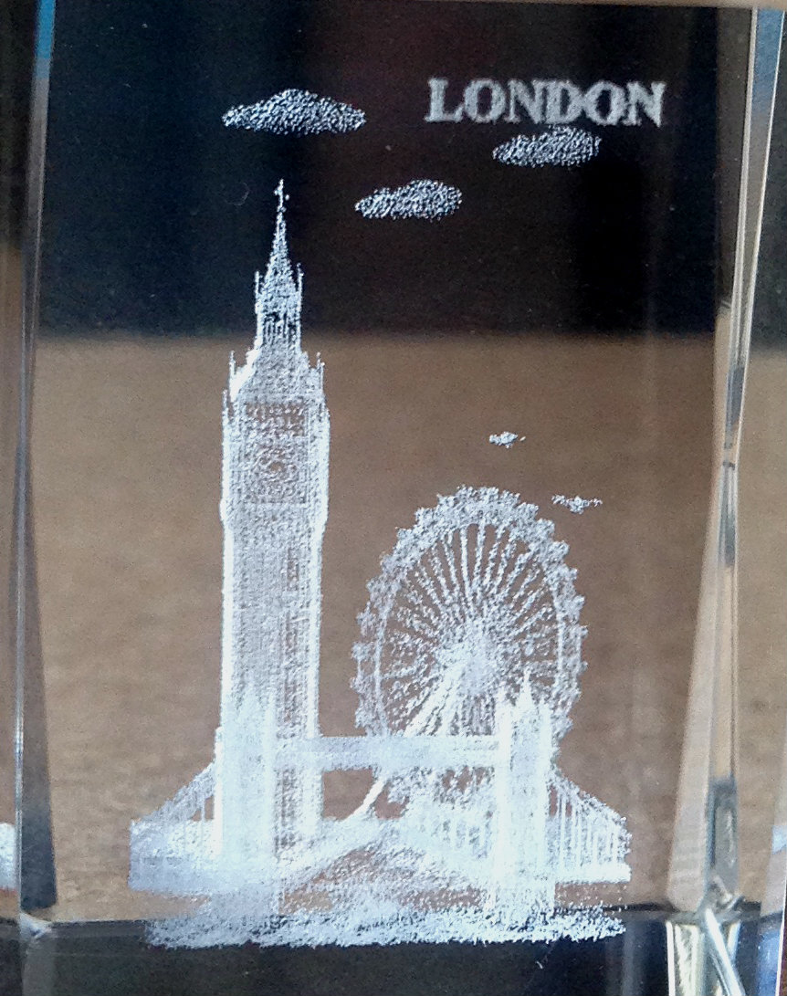 Laser engraving of a London cube