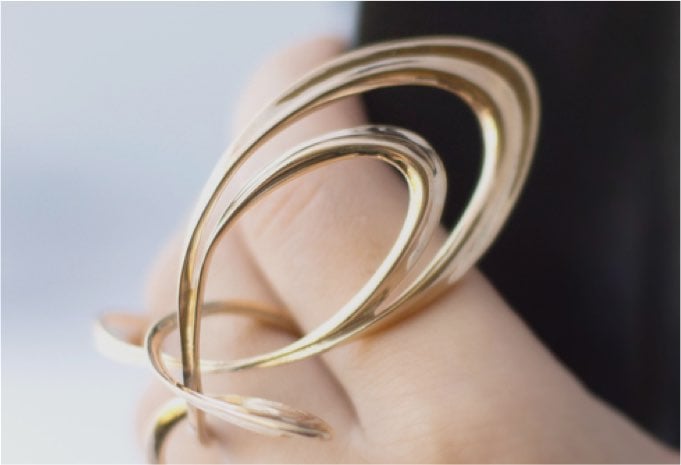 A sample of 3D printed gold jewelry from Shapeways.