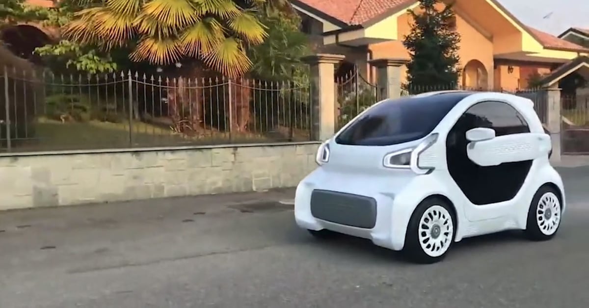 The LSEV, a 3D printed electric car about the size of a Smart car.