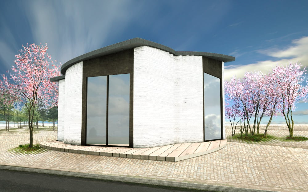 Europe's first 3D printed building, by 3DPrinthuset (in Denmark).