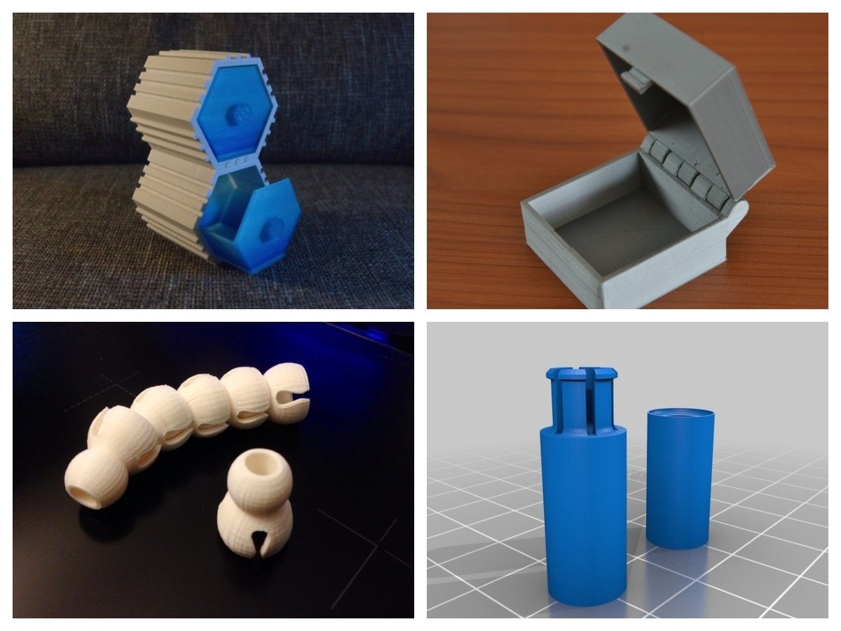 Clockwise: Examples of interlocking, cantilever, annular, and ball-and-socket joints.