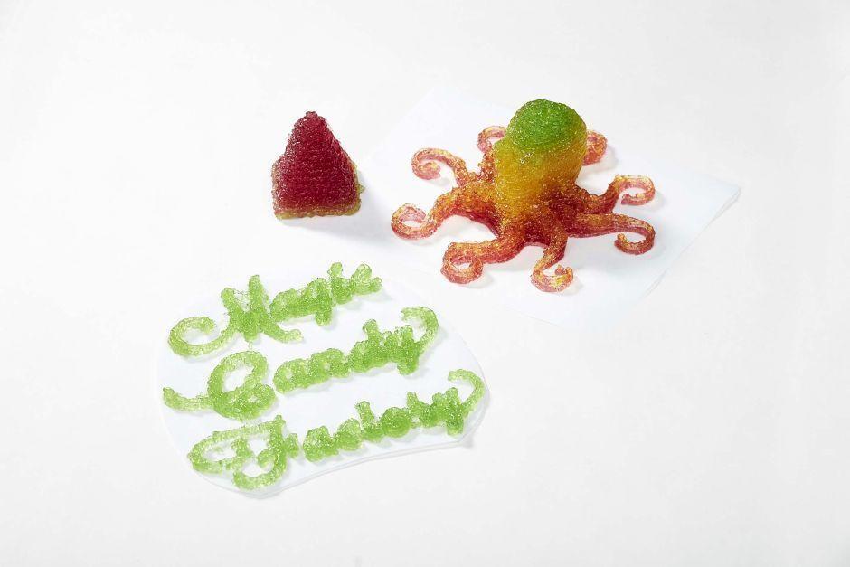 The company logo printed into gummy candy.