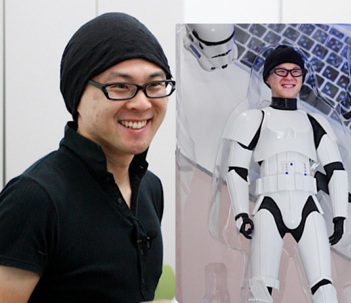 A likeness of a man in clone trooper armor.