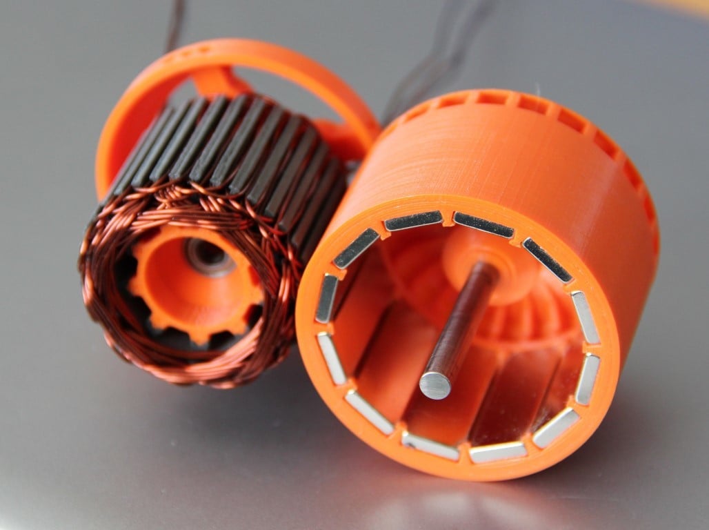 A 3D printed brushless motor.