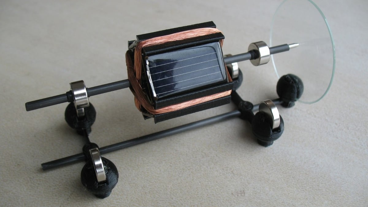 A tiny 3D printed solar motor.