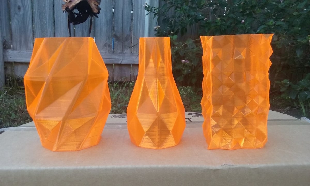 Smooth and translucent PETG vases.