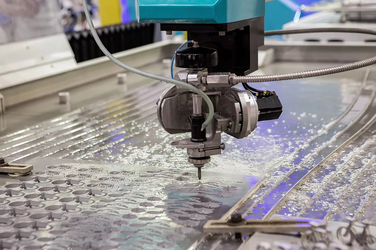 A water jet cutter at work
