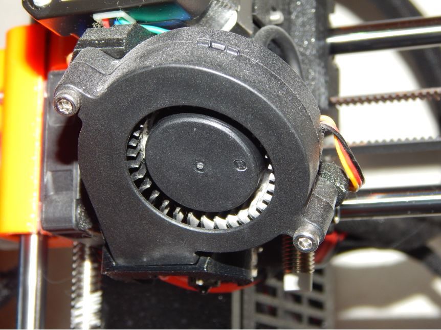 The radial part cooling fan on a Prusa i3 MK3S.
