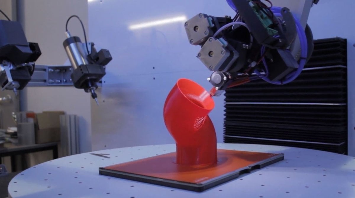 Five-axis 3D printing concept.