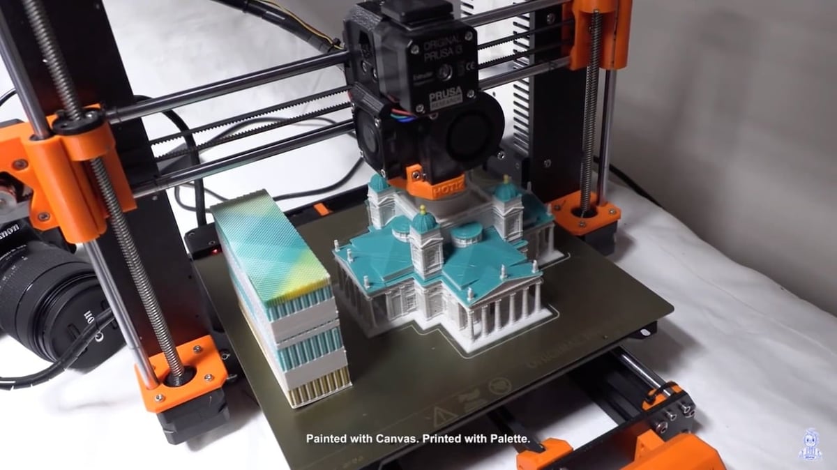A transition tower being printed alongside the main model.