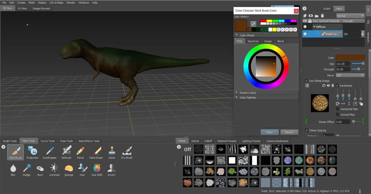 Texture painting in Mudbox.