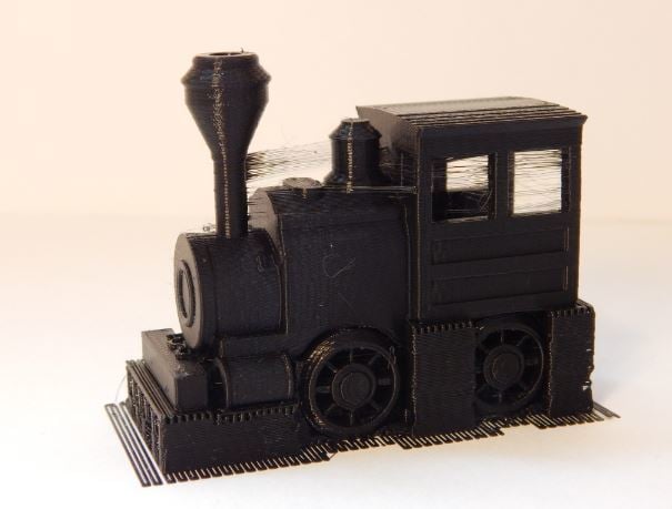 The toy train, before removing supports.
