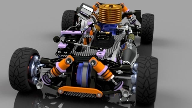 An RC car chassis on CGTrader.
