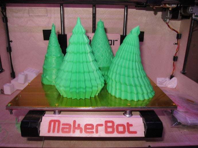 This MakerBot has just finished 4/5 of the tree models