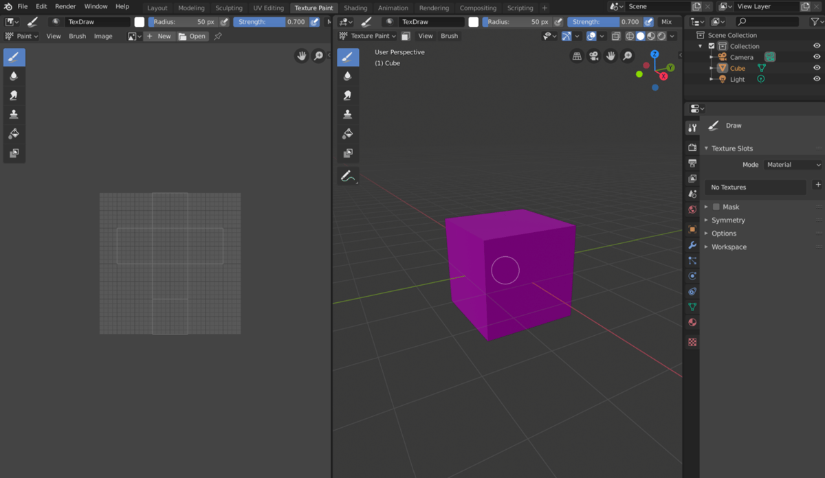A cube in Blender with no textures applied