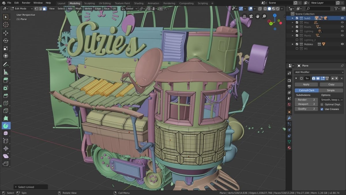The Blender file format is used prominently in modeling and animation software