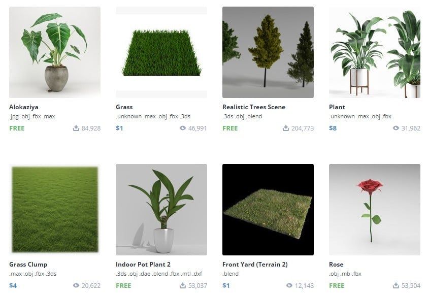 Some tree and plant 3D models