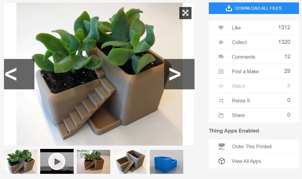 3D printed desk plant and pot