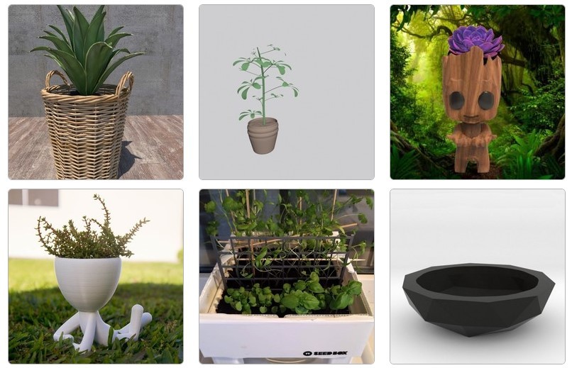 3D printed plants and plant holders