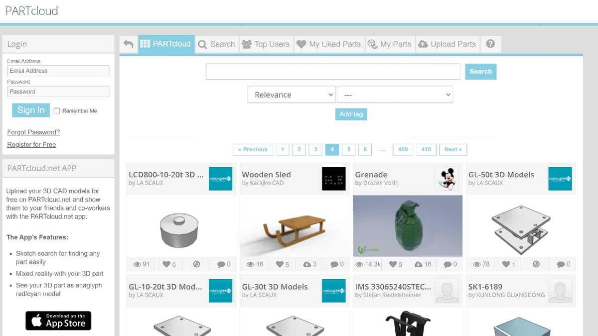 Imagen de Mejores páginas web para descargar modelos 3D gratis: PARTcloud
