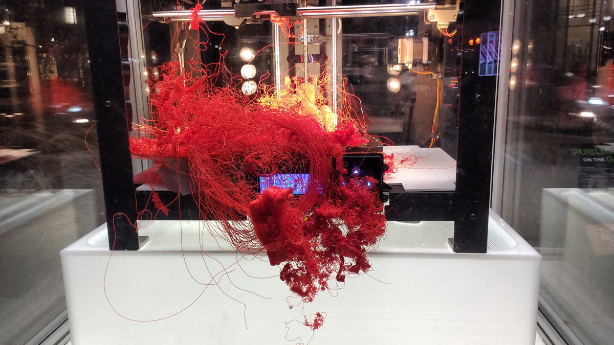 3D printing without supervision is never a good idea unless you want an epic mess like this