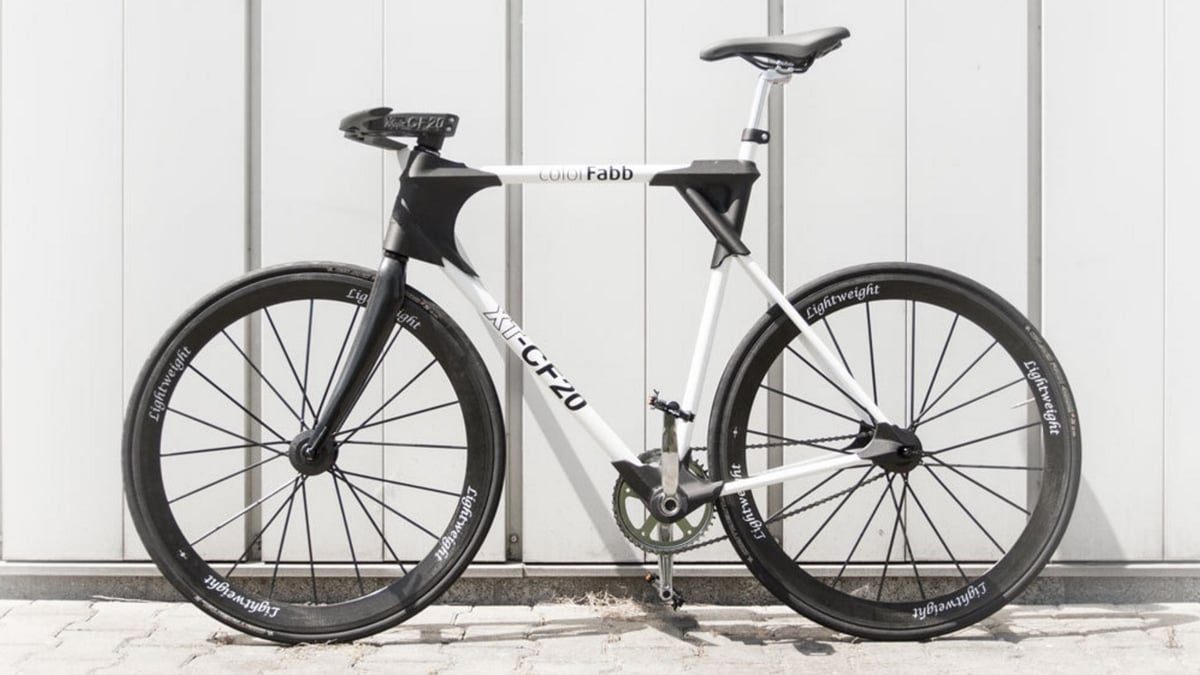 A standard-looking 3D printed bike frame