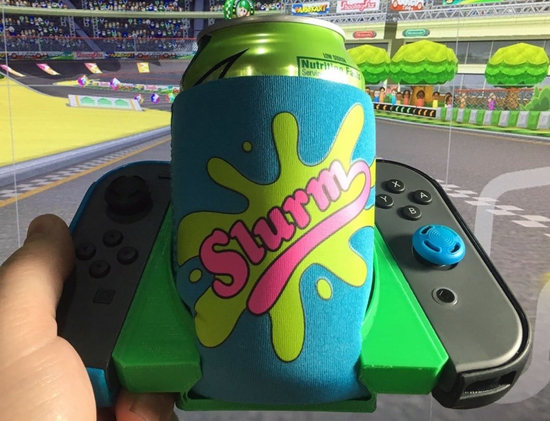 This Joy-Con drink holder adds functionality as well as comfort to your racing games
